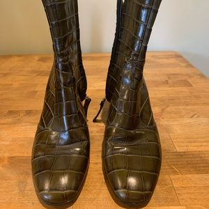 M. Gemi Corso Croc Boots Olive Green sz 39.5